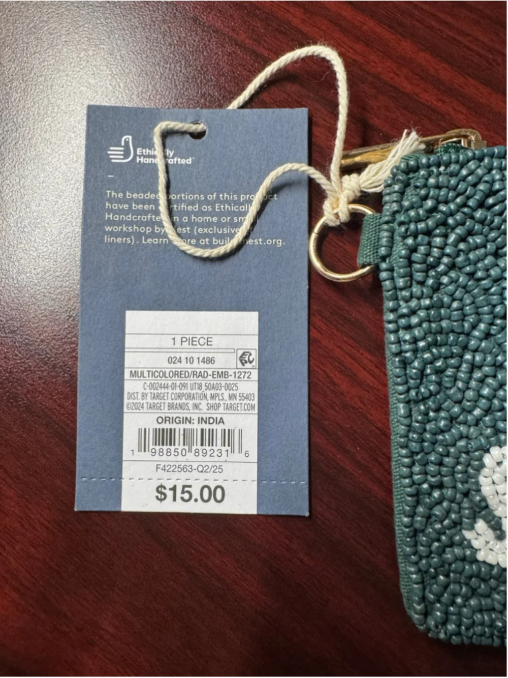 Universal Thread Go Sports Green Beaded Zip Pouch NWT
